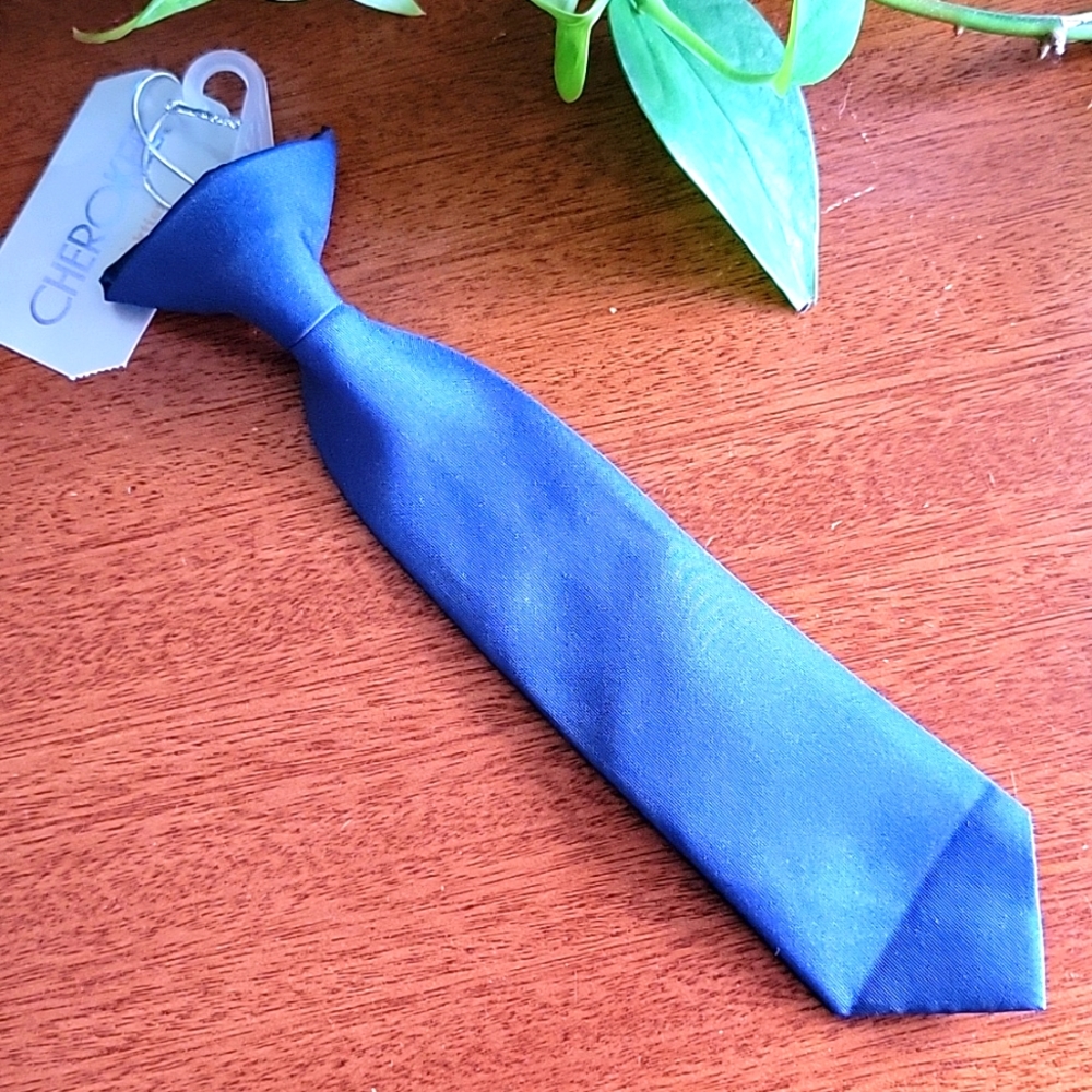 New Cherokee  Clip on Neck tie Navy Blue 👔 12m 24m intant toddler